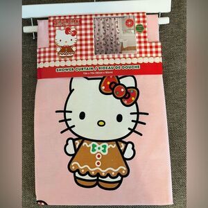 Hello Kitty Pink Christmas Gingerbread Shower Curtain